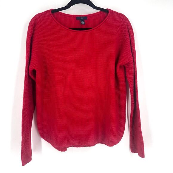 Gap Women’s Red‎ Thermal Waffle Knit Sweater Top Size Medium - Picture 1 of 9